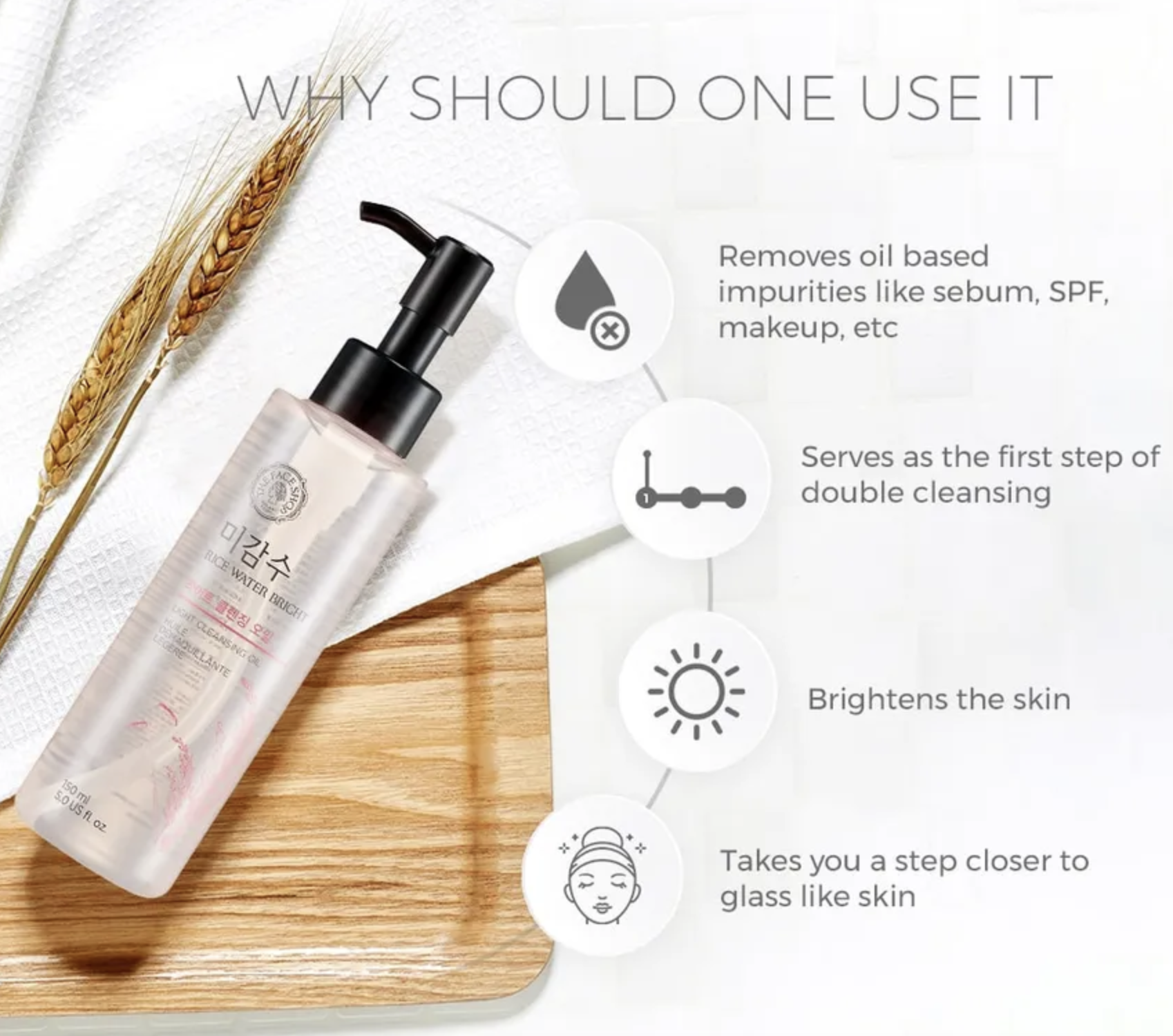 The Face Shop Rice Water Bright Light Facial Cleansing Oil 150ml